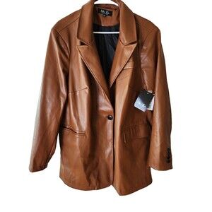 Mo-Ka By Santa Fe Apparel Jacket Women’s Peanut Brown Faux Leather Sz 2X
